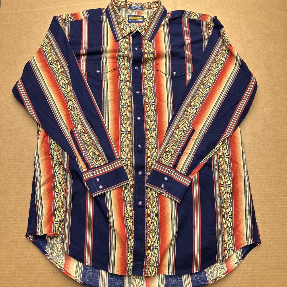 Panhandle Slim Western Button Up Shirt Mens Sz 2XL Aztec Long Sleeve Pearl Snap